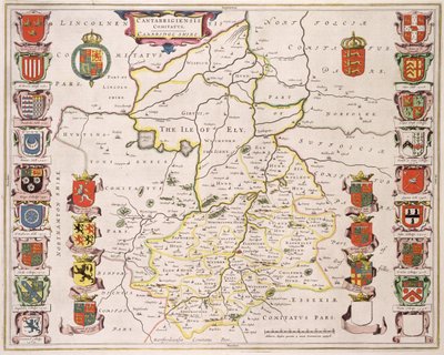 Map of Cambridgeshire, published Amsterdam by Joan Blaeu